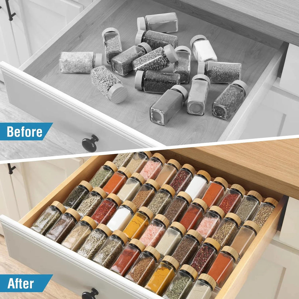 Spice Drawer Organizer 4 Tier, Clear Acrylic Rack, Expandable N1369
