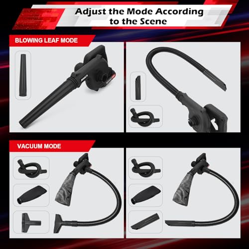 Cordless Electric Leaf Blower with 2 Batteries and Charger, 2-in-1 Blower and Vacuum P512313