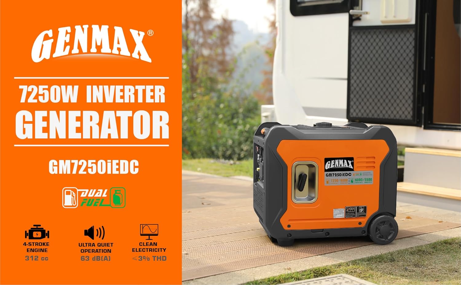 Portable Generator 7250W Dual Fuel Quiet Remote Electric Start Y357547