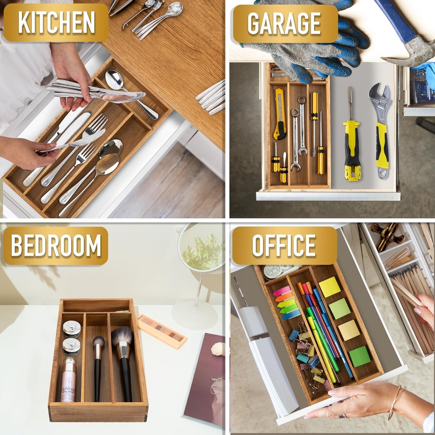 Silverware Drawer Organizer with Cutlery Tray C3735