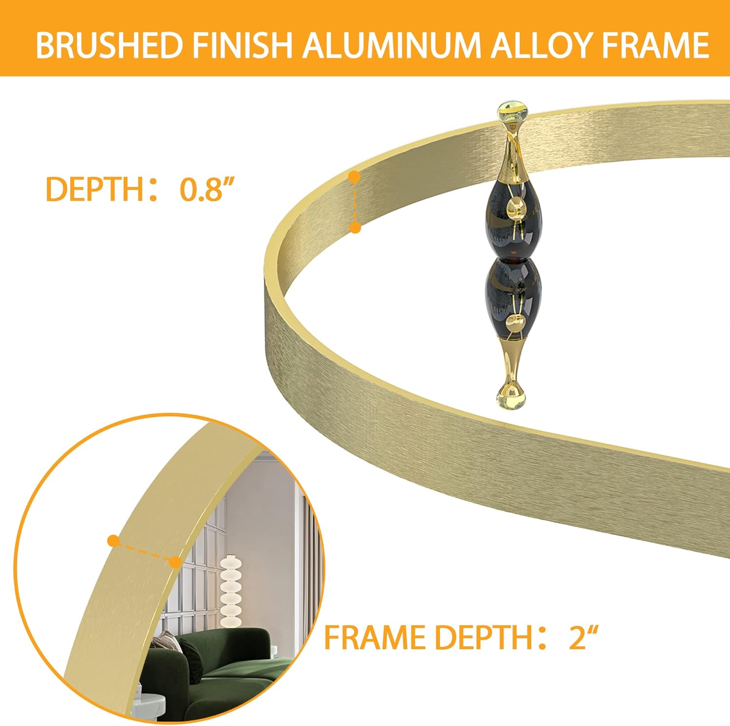 Oval Wall Mirror 24×36 Inch for Bathroom, Gold Metal Frame, Wall Mounted D92706