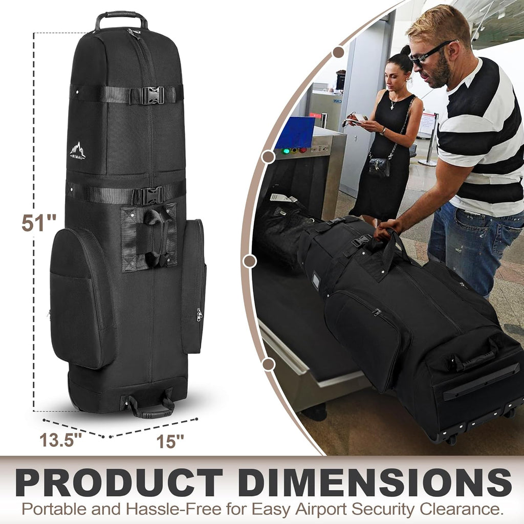 Golf Travel Bag with Wheels, Heavy Duty 600D Polyester P4314
