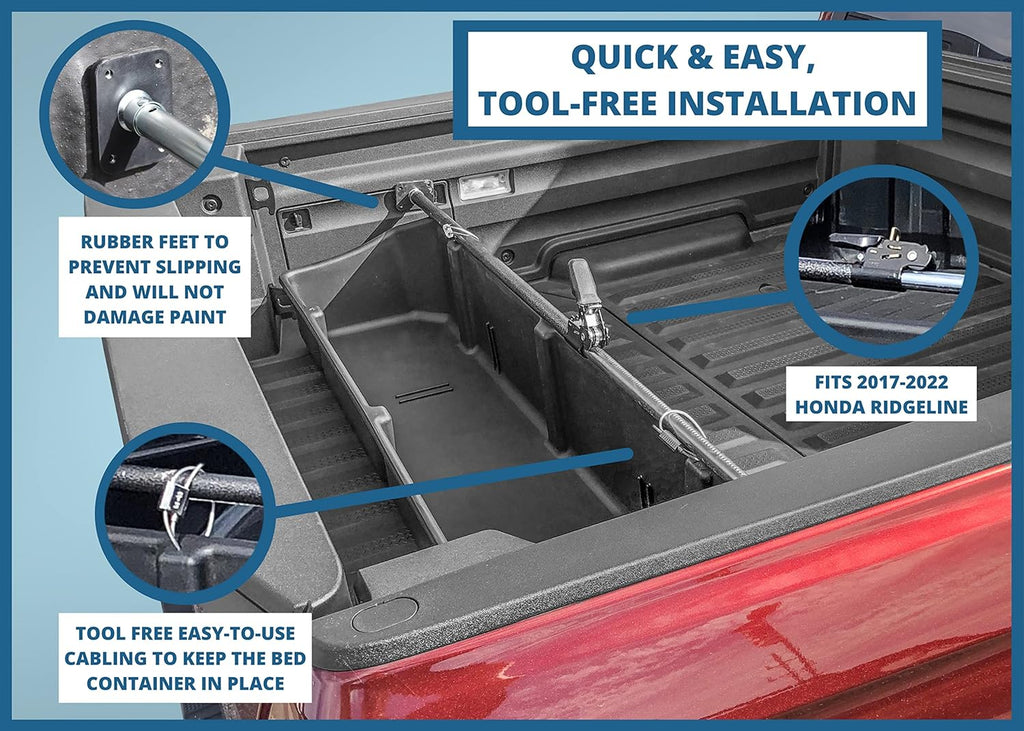 Truck Bed Storage Cargo Container with Secure Attachment System V8265