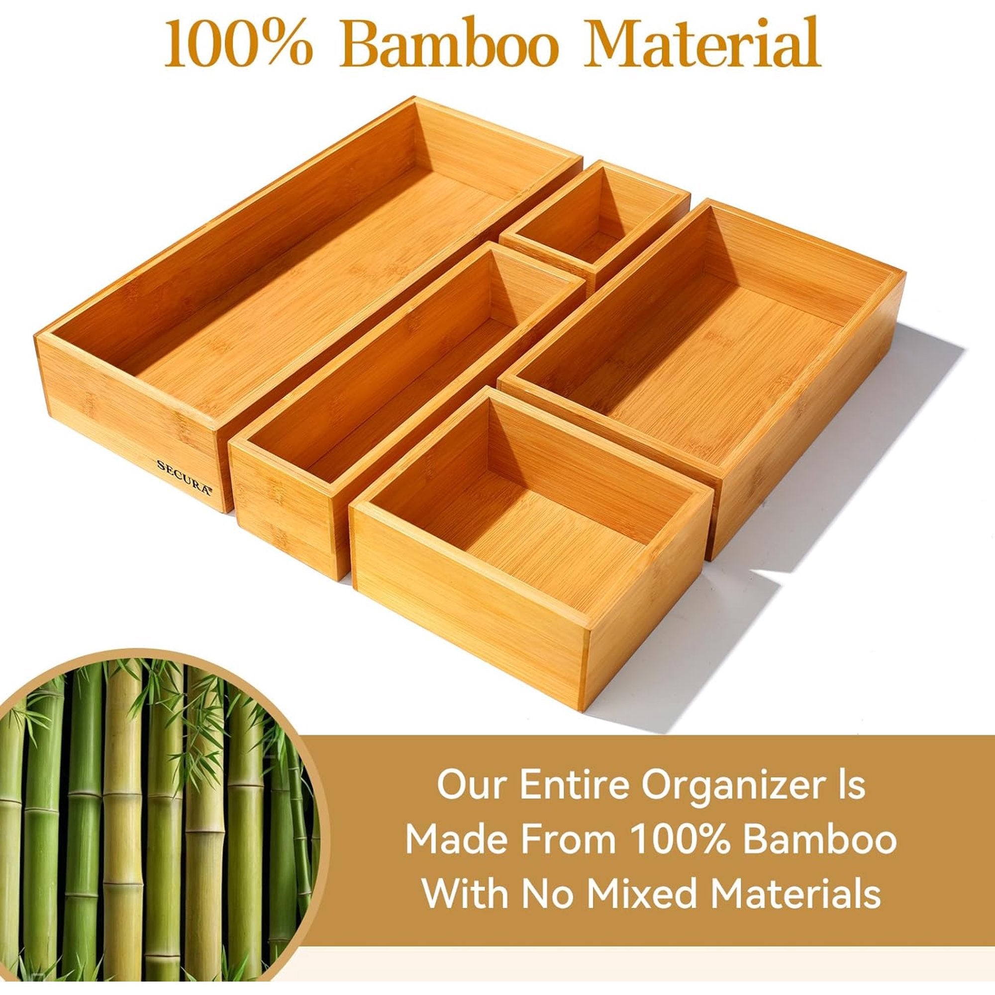 Bamboo Utensil Organizer Box, 5 Pack A67322