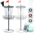 Portable Disc Golf Basket with 24/12 Chains for Two Difficulty Levels of Practice Golf Target for Disc Golf Night Practice