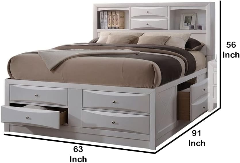 Queen Size Wooden Storage Bed with Eight Drawers K416001