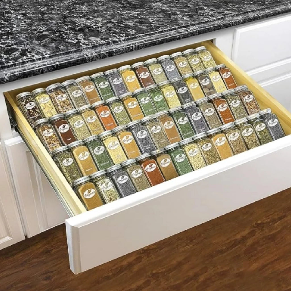 4 Tier Expandable Steel Spice Rack Organizer for Kitchen Cabinet Drawer R20895