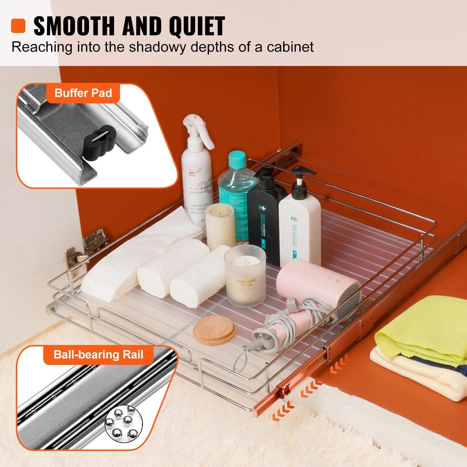 Pull Out Cabinet Organizer, Steel Slide Out Pantry Shelves C99096
