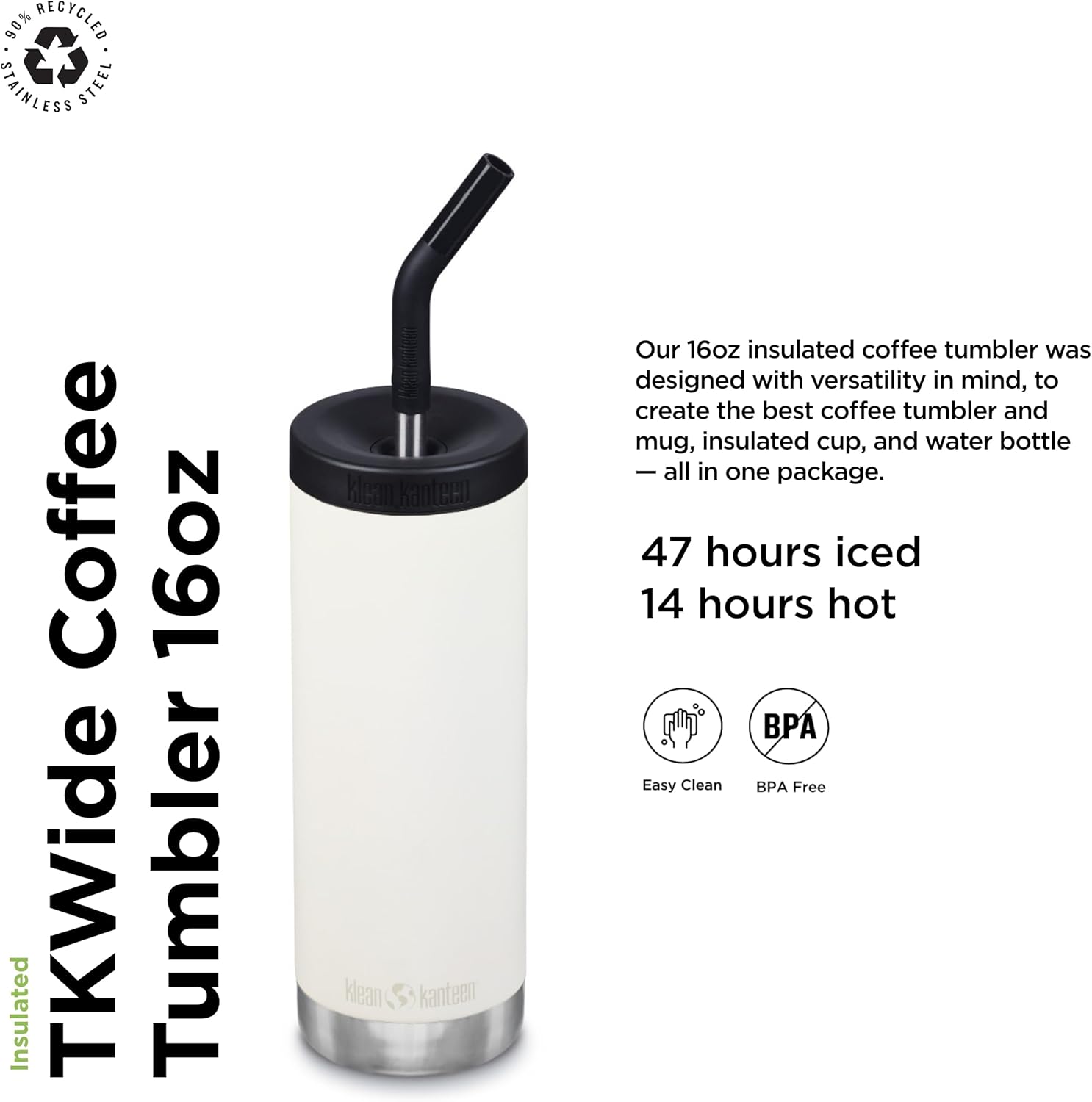 Insulated Wide 16oz Bottle with Café Cap T635114