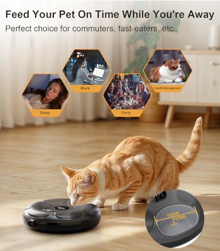 Automatic Cat Feeder Cordless with Stainless Steel Tray and Programmable Timer R825