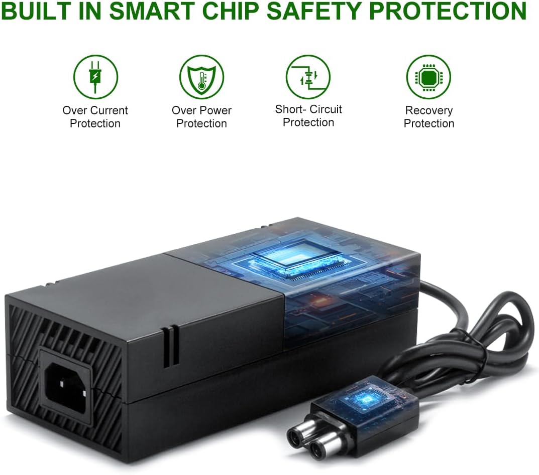 Power Supply Brick for Xbox One Console, 100-240V, Black Y161497