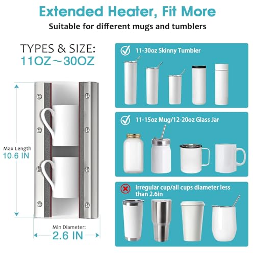 Tumbler Heat Press Machine for 20-30oz Cups, Mug Press with Sublimation Paper and Gloves Y915