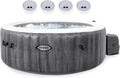 Intex 28439EP PureSpa Plus Greywood Inflatable Hot Tub Bubble Jet Spa with 4 Battery Powered Submersible Multi-Colored LED Lights