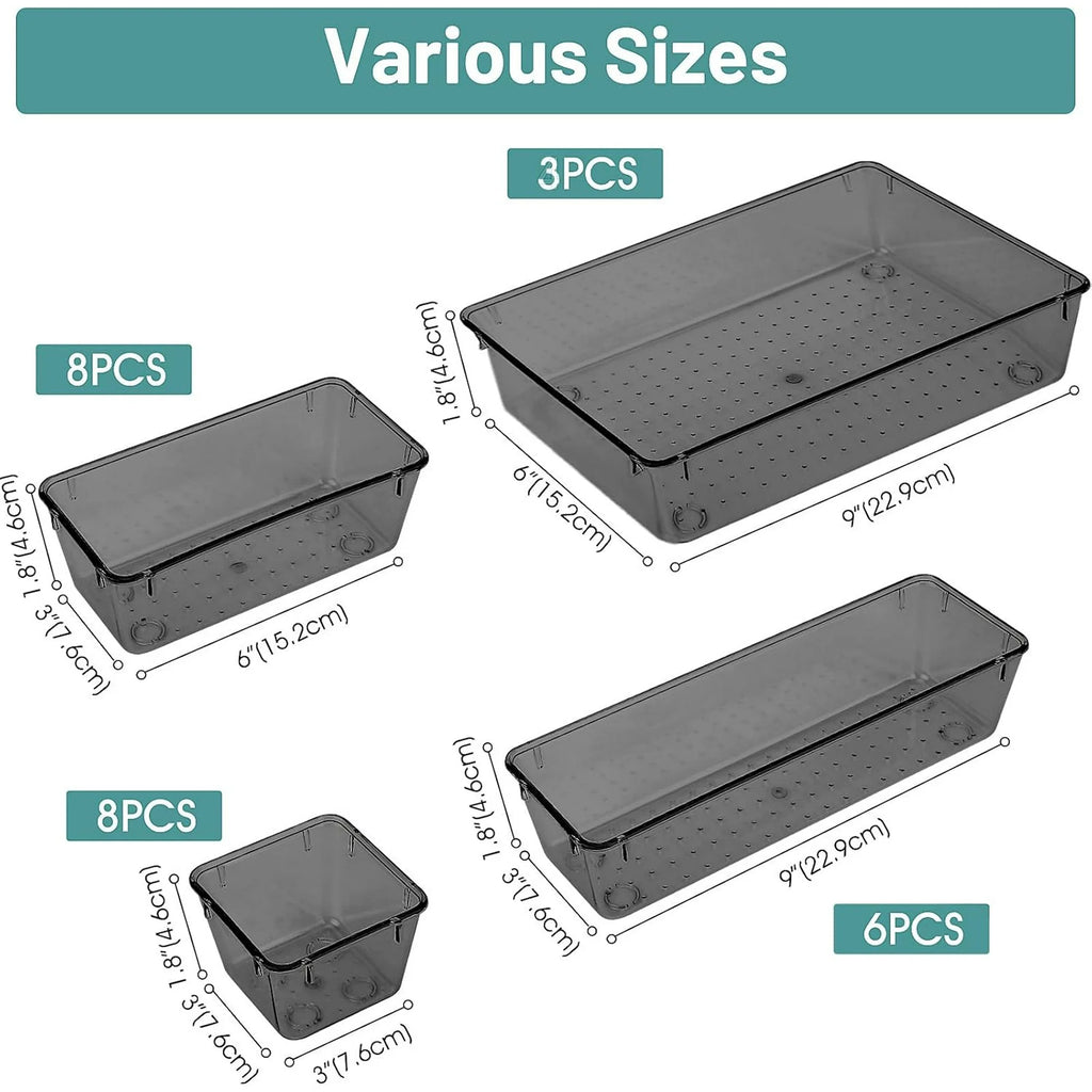 Plastic Drawer Organizer Set for Makeup, Jewelry, and Office Storage T326482
