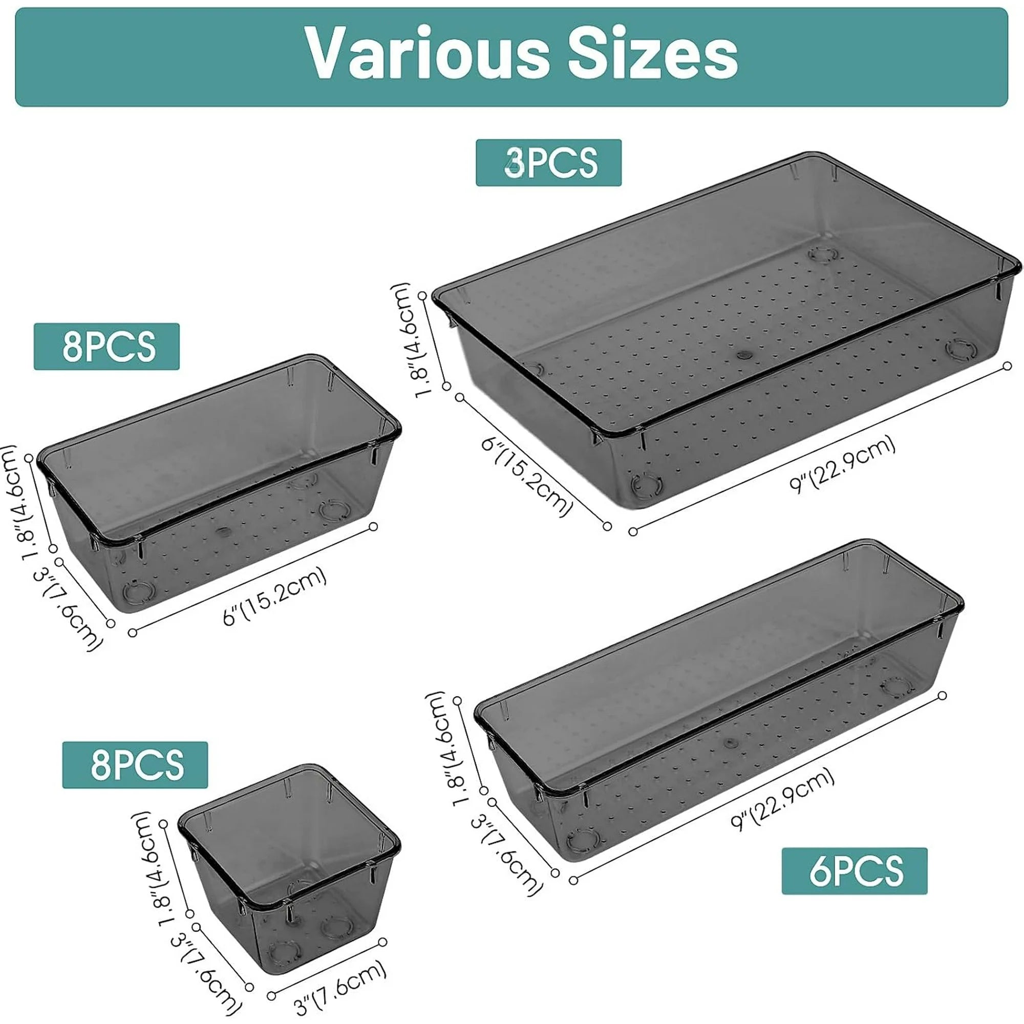 Plastic Drawer Organizer Set for Makeup, Jewelry, and Office Storage T326482