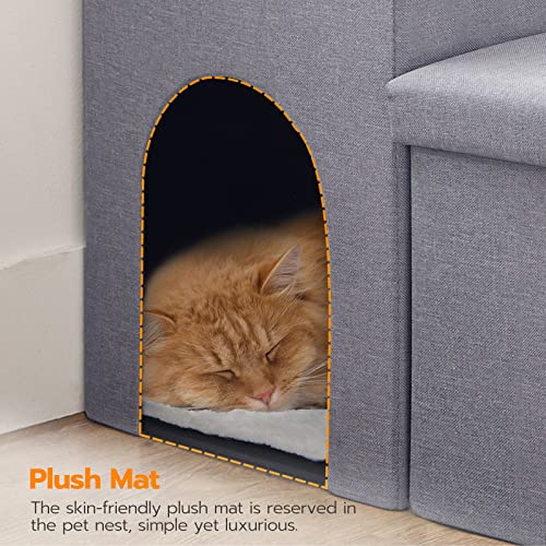 Dog Stairs with Storage, Foldable Steps for High Bed or Couch, 3 Steps, Gray H25353