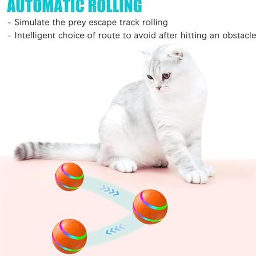 Self-Rolling Light-Up Jiggle Ball Toy for Dogs and Cats, Remote Control G766848