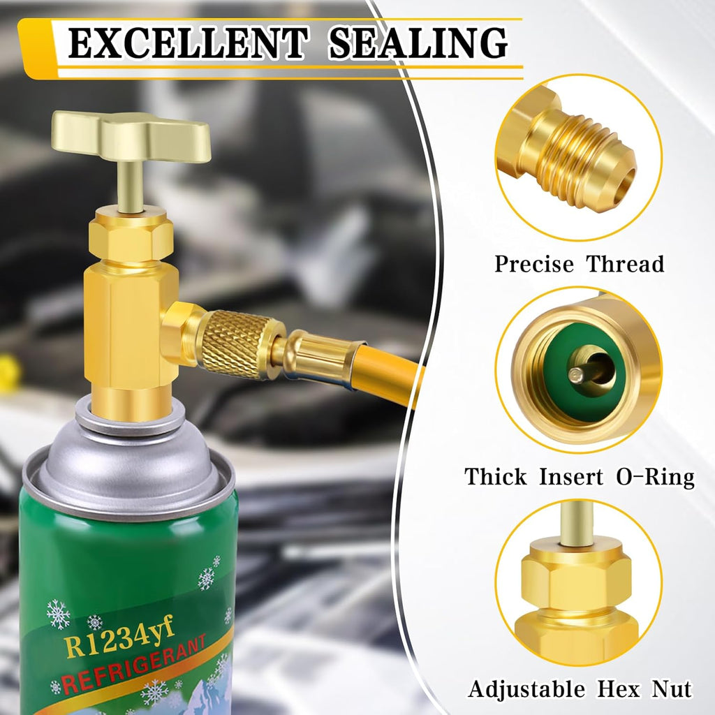 R1234YF Can Tap Valve with Valve Core Removal Tool for Car A/C Refrigerant Refilling O409
