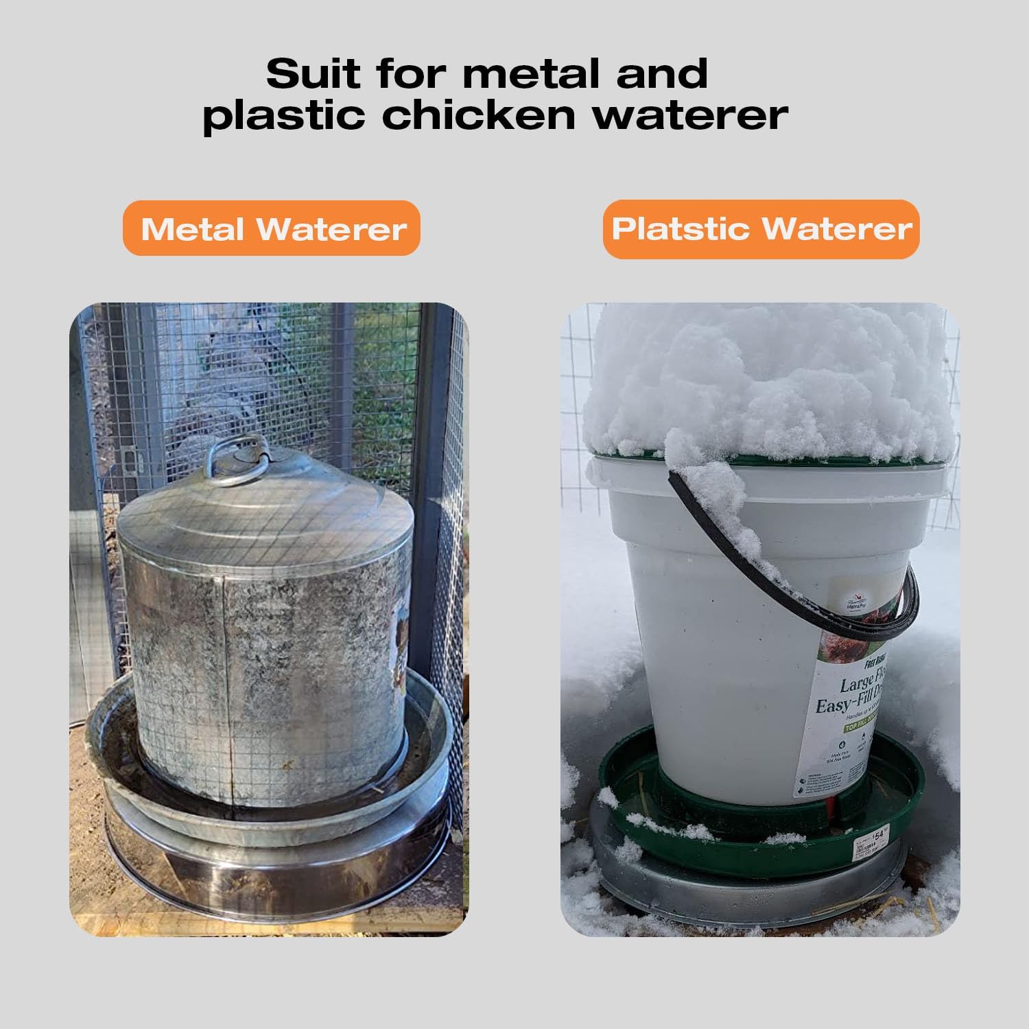 Chicken Water Heater Base for Poultry Drinker Stainless Steel Winter Deicer N83312