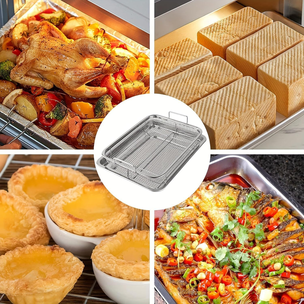 Stainless Steel Air Fryer Basket and Tray Set for Oven P788