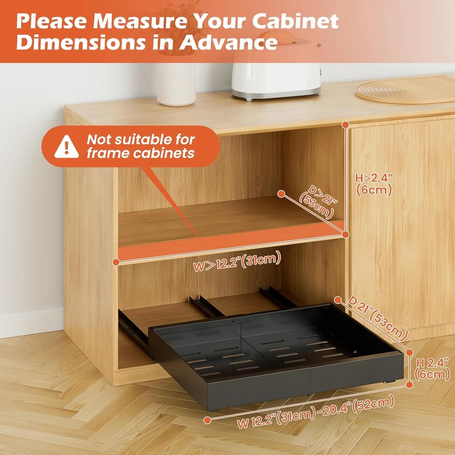 Expandable Pull Out Cabinet Organizer, Adjustable Width, Black B58703