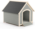 Poly Dog House, 40.7" Dog Houses for Medium to Large Dogs Outside, Durable/Weatherproof/Ventilate, Resin Insulated Dog Crate Kennel with Elevated Floor for Pets Indoor Outdoor, Gray