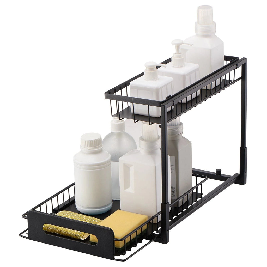 2-Tier Pull Out Cabinet Organizer, Expandable Wire Drawer for Kitchen & Bathroom M86525