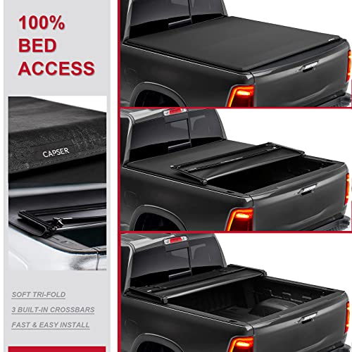 Tri-fold Truck Bed Tonneau Cover for 2009-2024 Dodge Ram 1500, 5.7 ft Fleetside Bed M6413