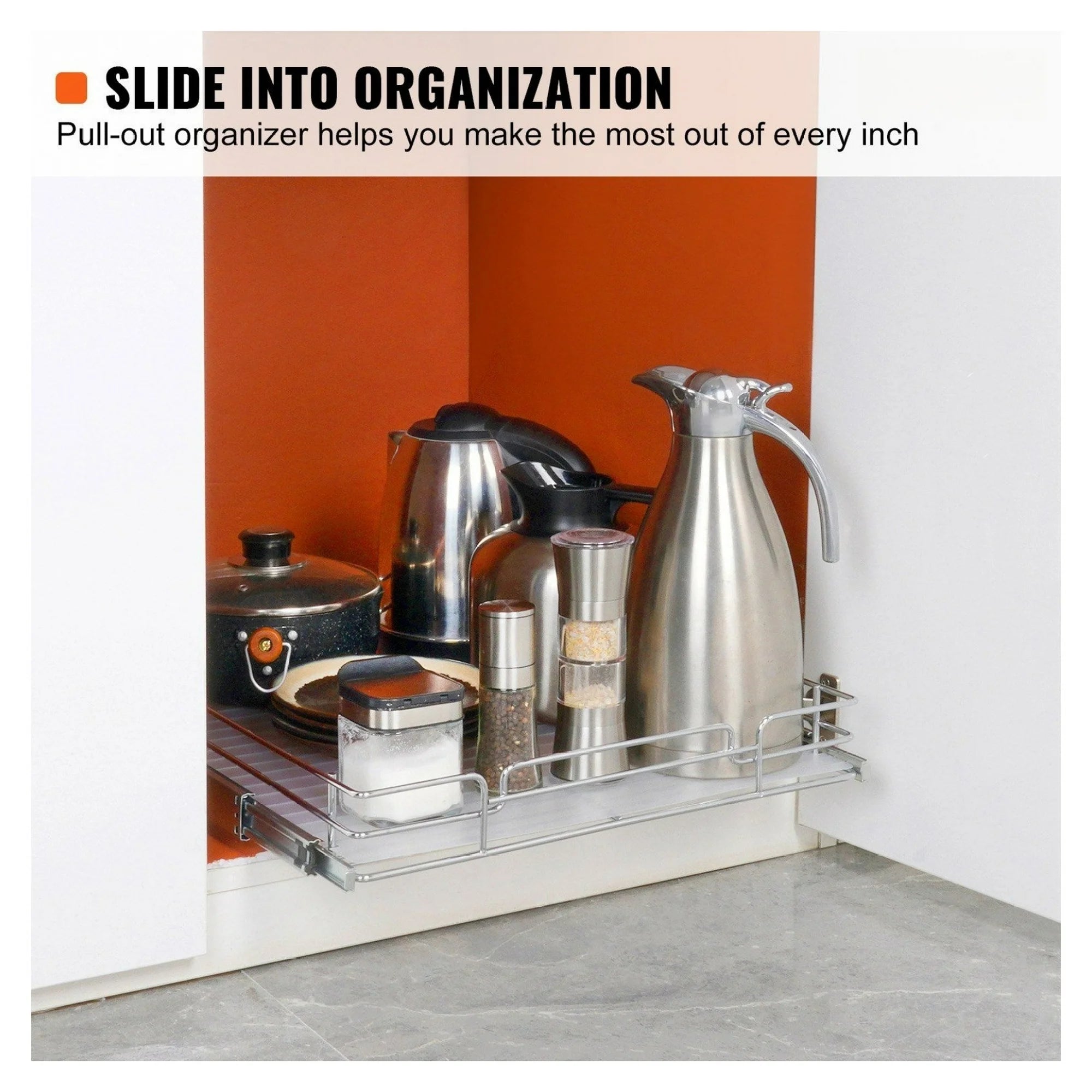 Chrome Steel Pull Out Cabinet Organizer, 20x21 Inch S3769