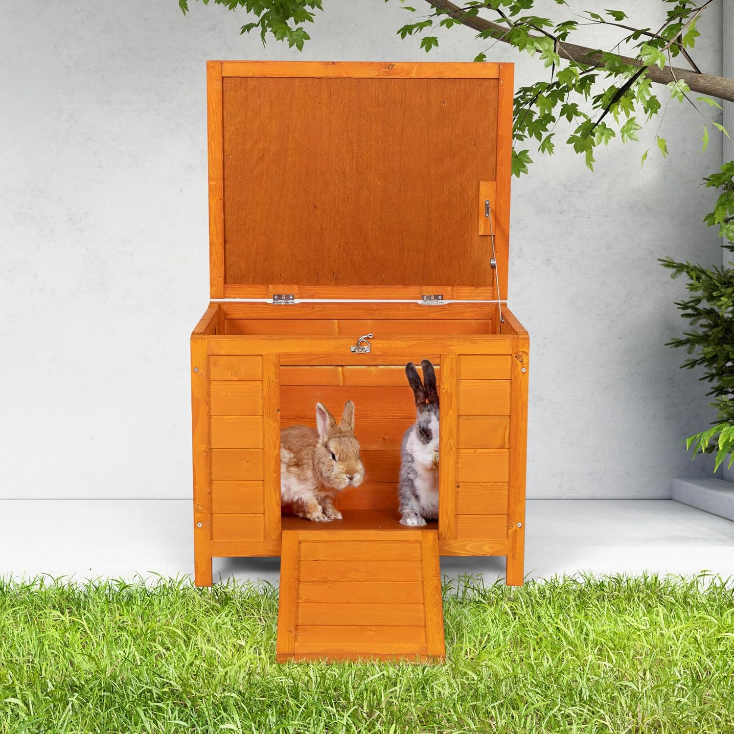 Wooden Small Animal House Outdoor Rabbit Hutch Weatherproof Pet Shelter A313974