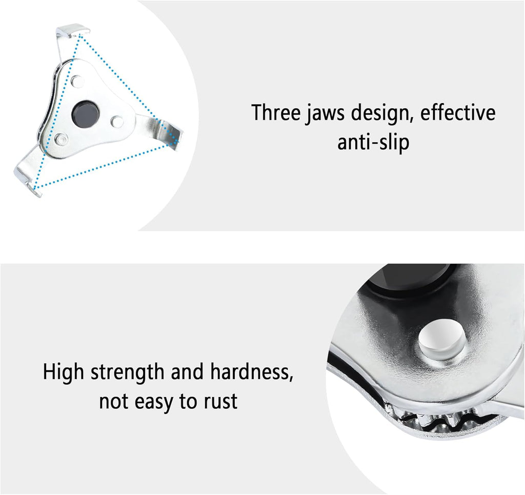 Adjustable Oil Filter Wrench, 3-Jaw 2-Way Remover for Cars and Trucks Q4163
