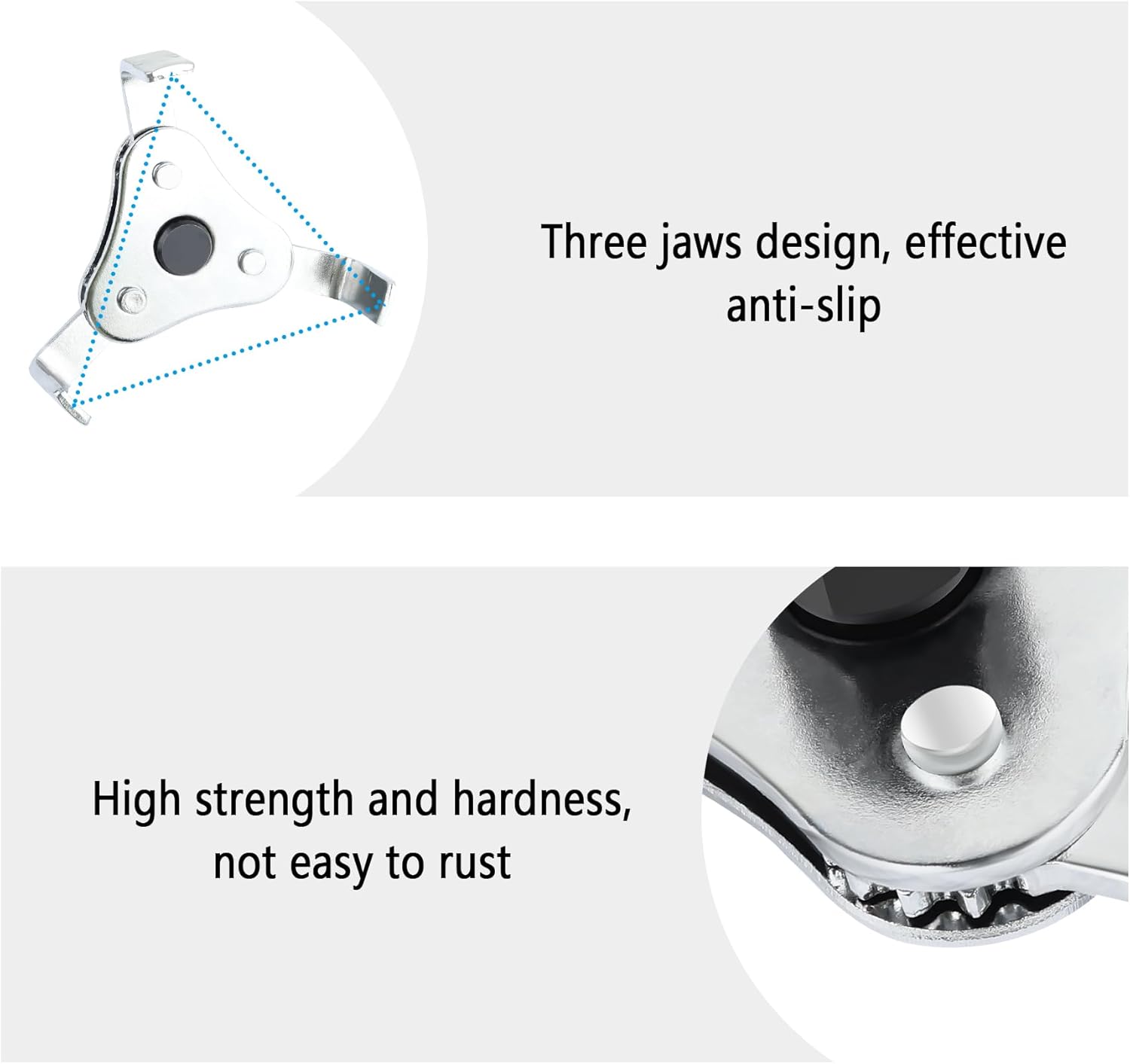 Adjustable Oil Filter Wrench, 3-Jaw 2-Way Remover for Cars and Trucks Q4163