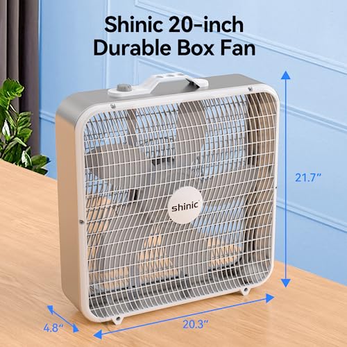 20 Inch Box Fan, 3-Speed Cooling Fan with Carry Handle, White (2 Pack) H53725