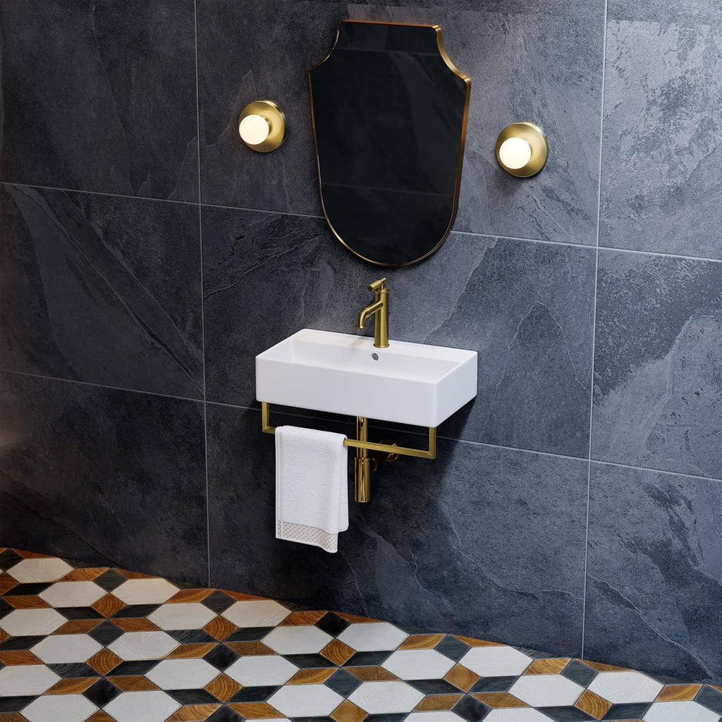 Wall-Mount Bathroom Sink with Towel Bar J923603