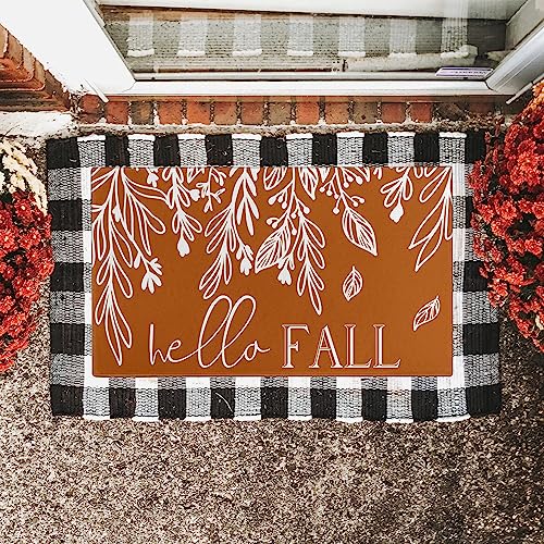 Buffalo Plaid Pumpkin Fall Door Mat for Front Porch, 30 x 17 N453858