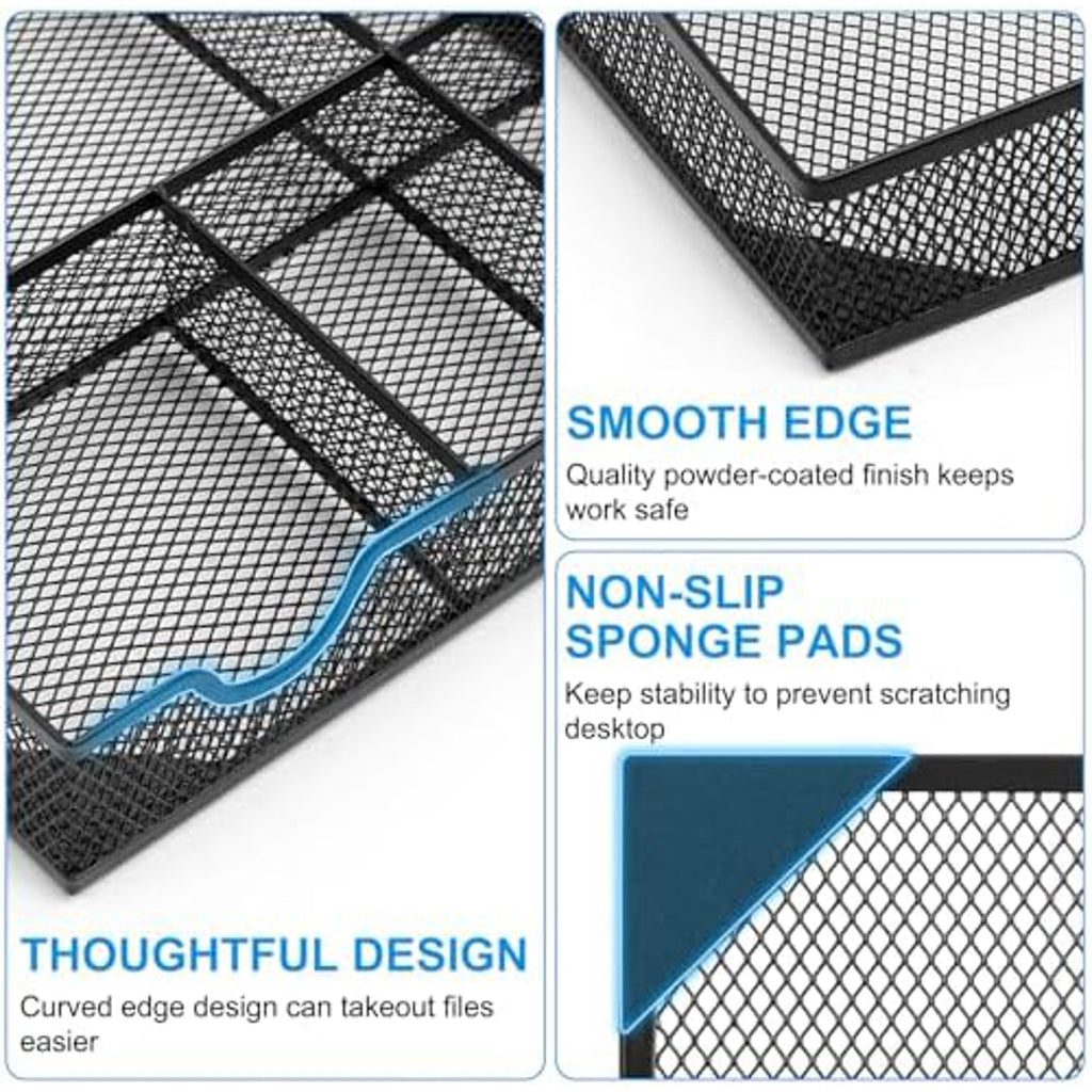 Metal Mesh Desk Drawer Organizer Tray with 5 Grids Q591603