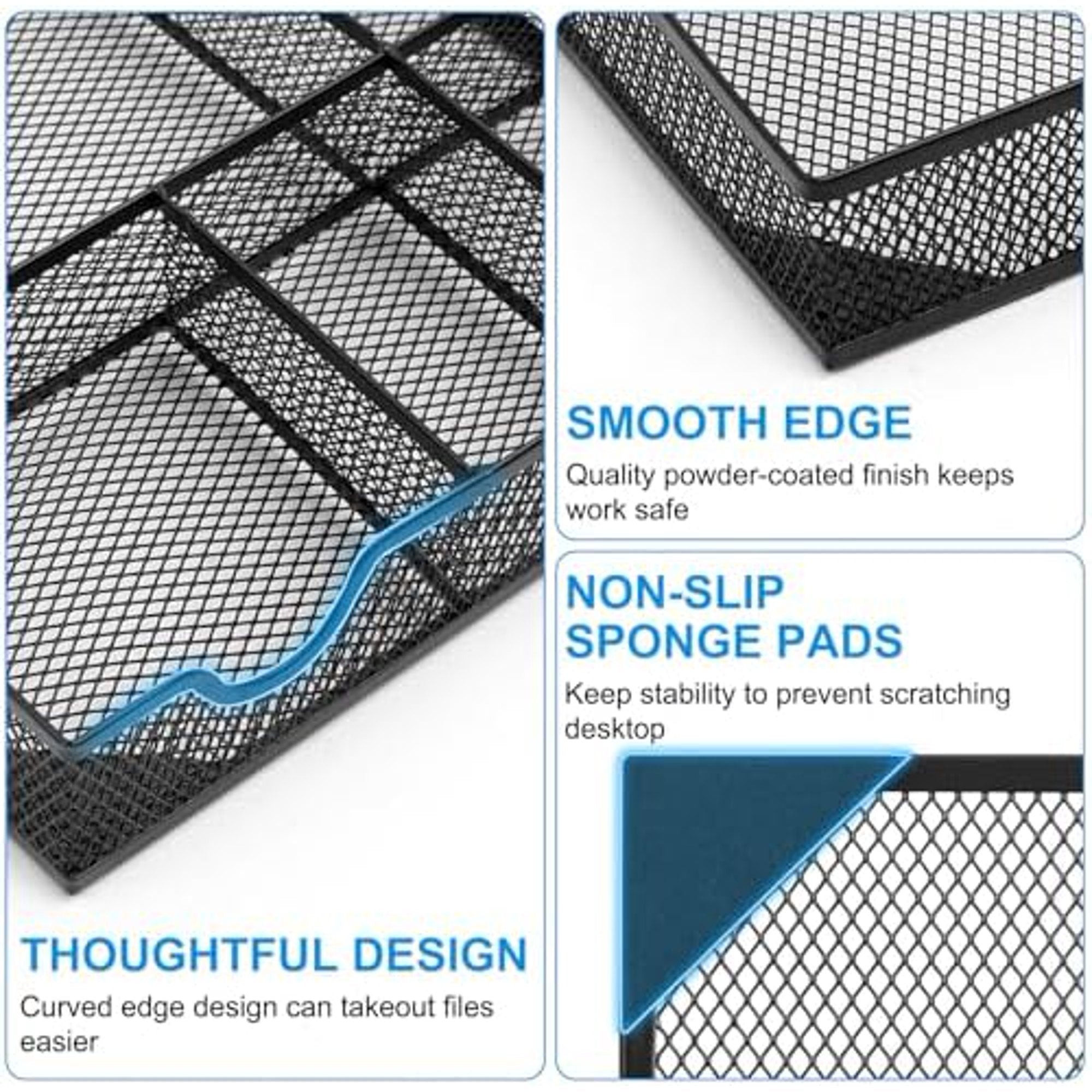 Metal Mesh Desk Drawer Organizer Tray with 5 Grids Q591603