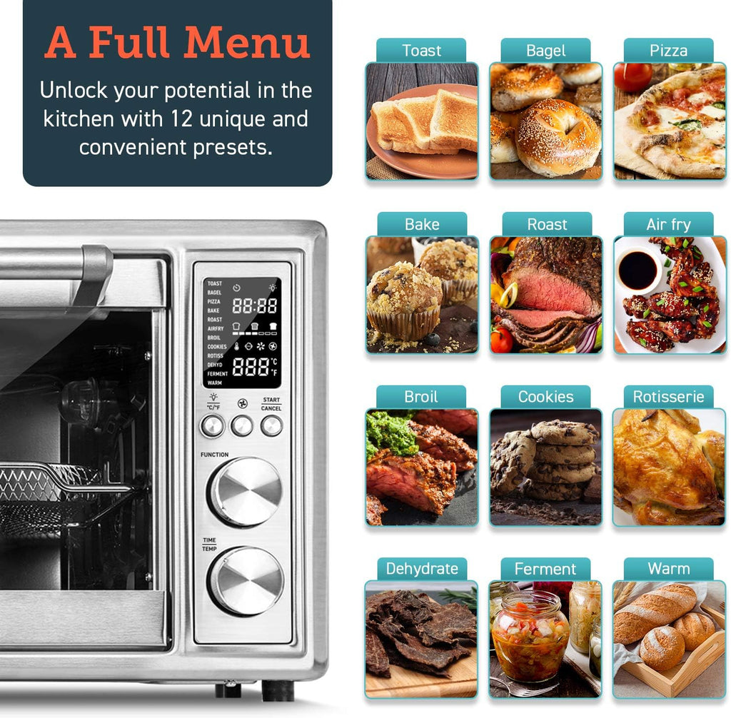 Air Fryer Toaster Oven with Rotisserie & Dehydrator, 30L, Silver U867575