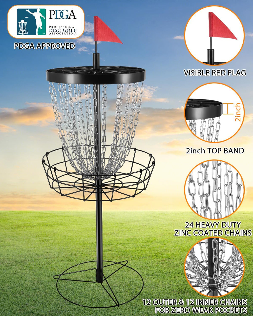 Portable Disc Golf Target with 24 Chains G5067