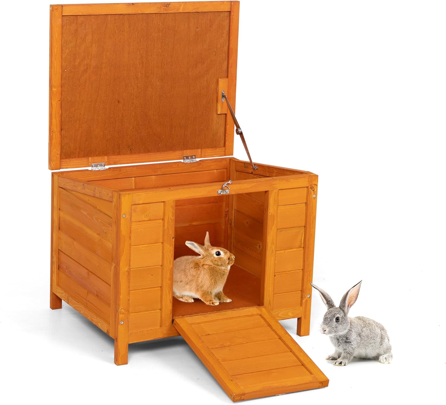 COZIWOW Fashion Wooden Small Animal House, Stable Outdoor Rabbit Hutch Weatherproof Bunny Cage Indoor, Insulated Pet Shelter for Cat Kitten Dog Rabbit Guinea Pig Enclosure（Natural）