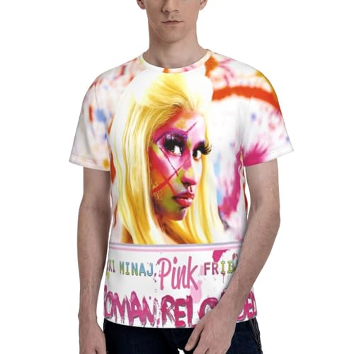 Nicki Music Minaj Rapper Man's T Shirt Polyester Graphic Round Neck Short Sleeve Clothing T-Shirts