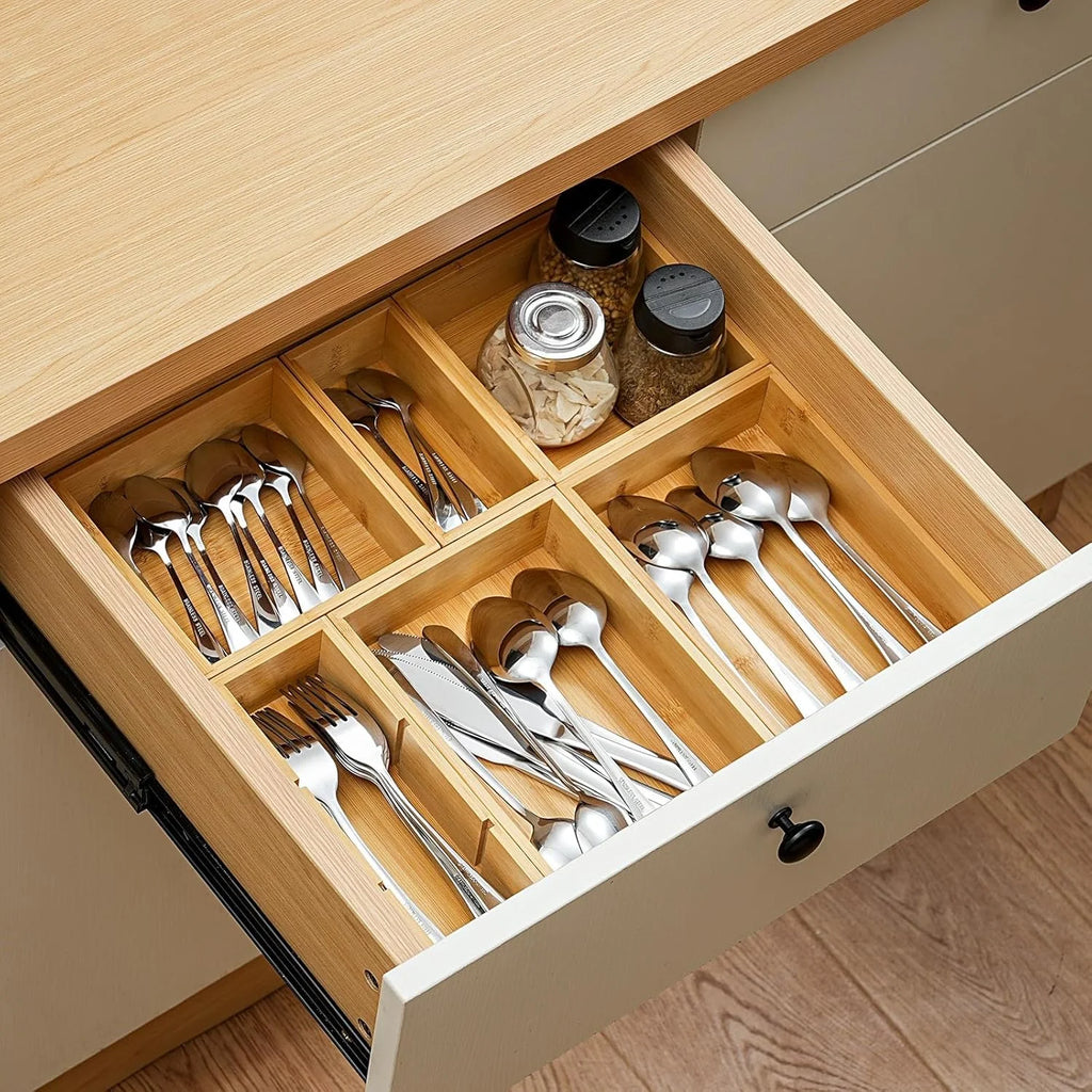 Bamboo Drawer Organizer Set of 9 Storage Bins D8923