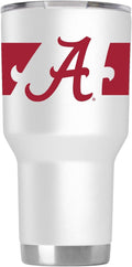Gametime Sidekicks Alabama 30oz White Tumbler - Officially Licensed, 18/8 Stainless Steel, Double-walled, Vacuum-insulated, UV LED Printed Logos, Sweatless, Stays Hot/Cold - 360 Wrap