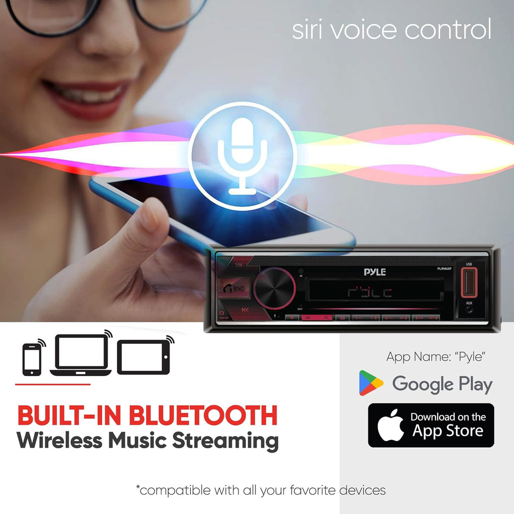 Bluetooth Stereo Receiver Power Amplifier for Cars, AM/FM/USB/AUX, Single DIN I98121