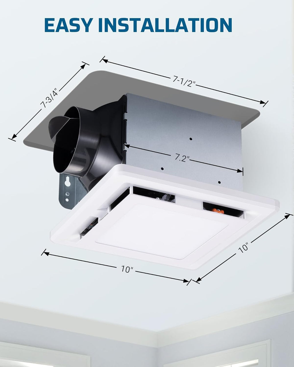 Bathroom Exhaust Fan with Light, 14W Ceiling Mount Ventilation, 80 CFM, 800lm LED, White O807911