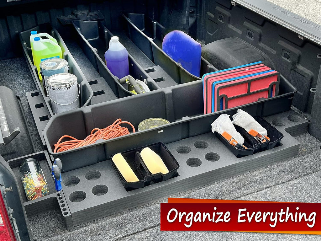 Truck Bed Storage System Cargo Organizer with 4 Weatherproof Containers C4250