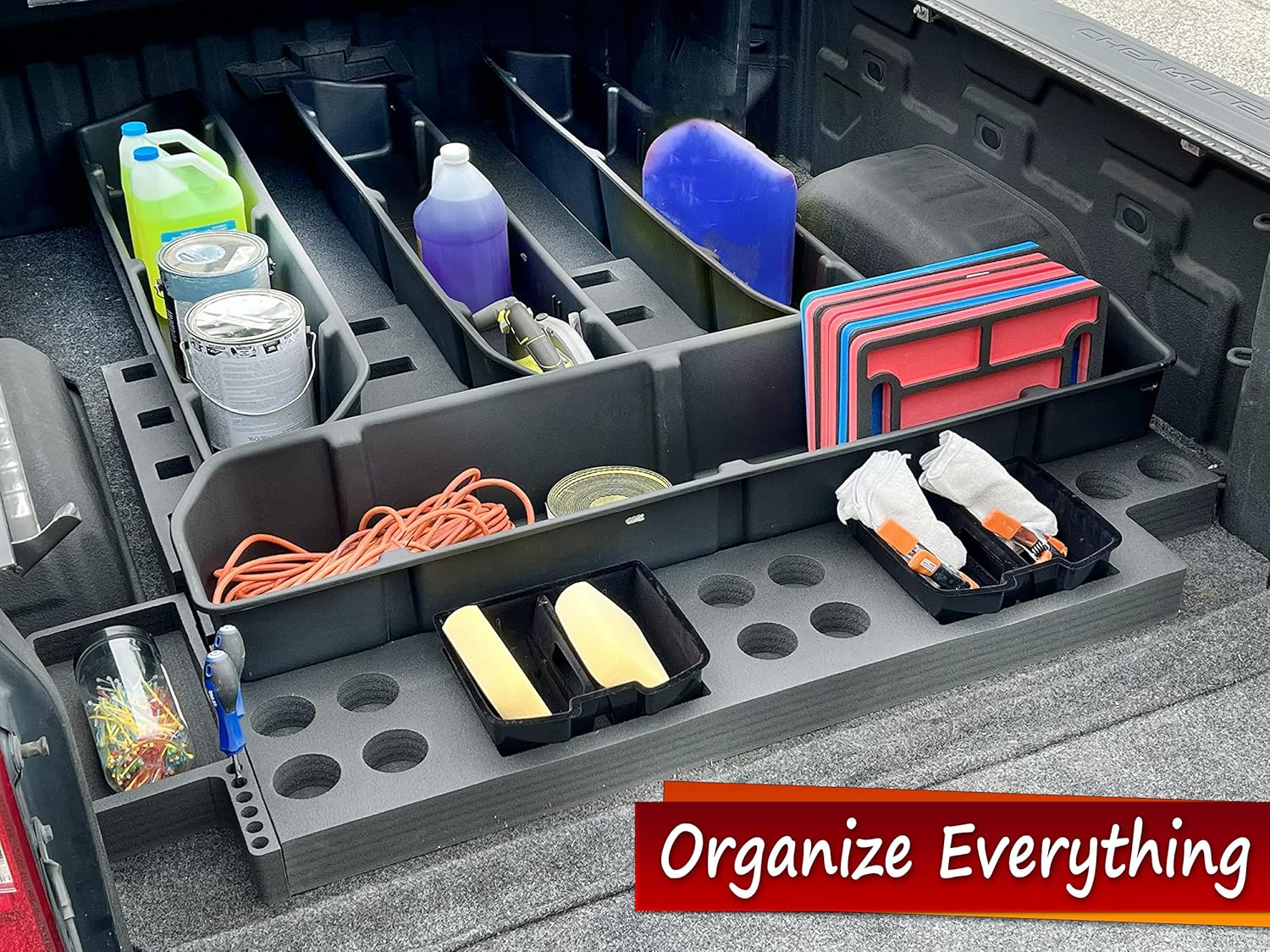 Truck Bed Storage System Cargo Organizer with 4 Weatherproof Containers C4250