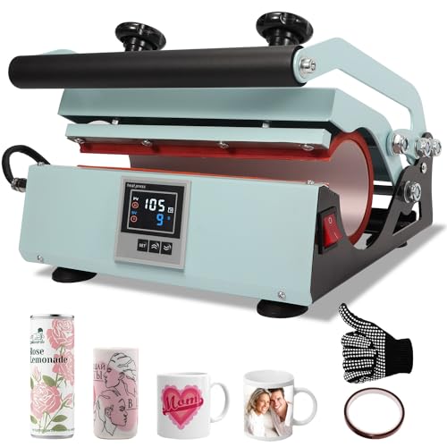 Tumbler Heat Press Machine, Sublimation Press for 20oz-30oz Tumbler, 11-16oz Heat Mug Press with Sublimation Paper Heat Tape & Gloves for Coffee/Ceramic Mug Cup, Water Bottle DIY Heat Transfer-Purple
