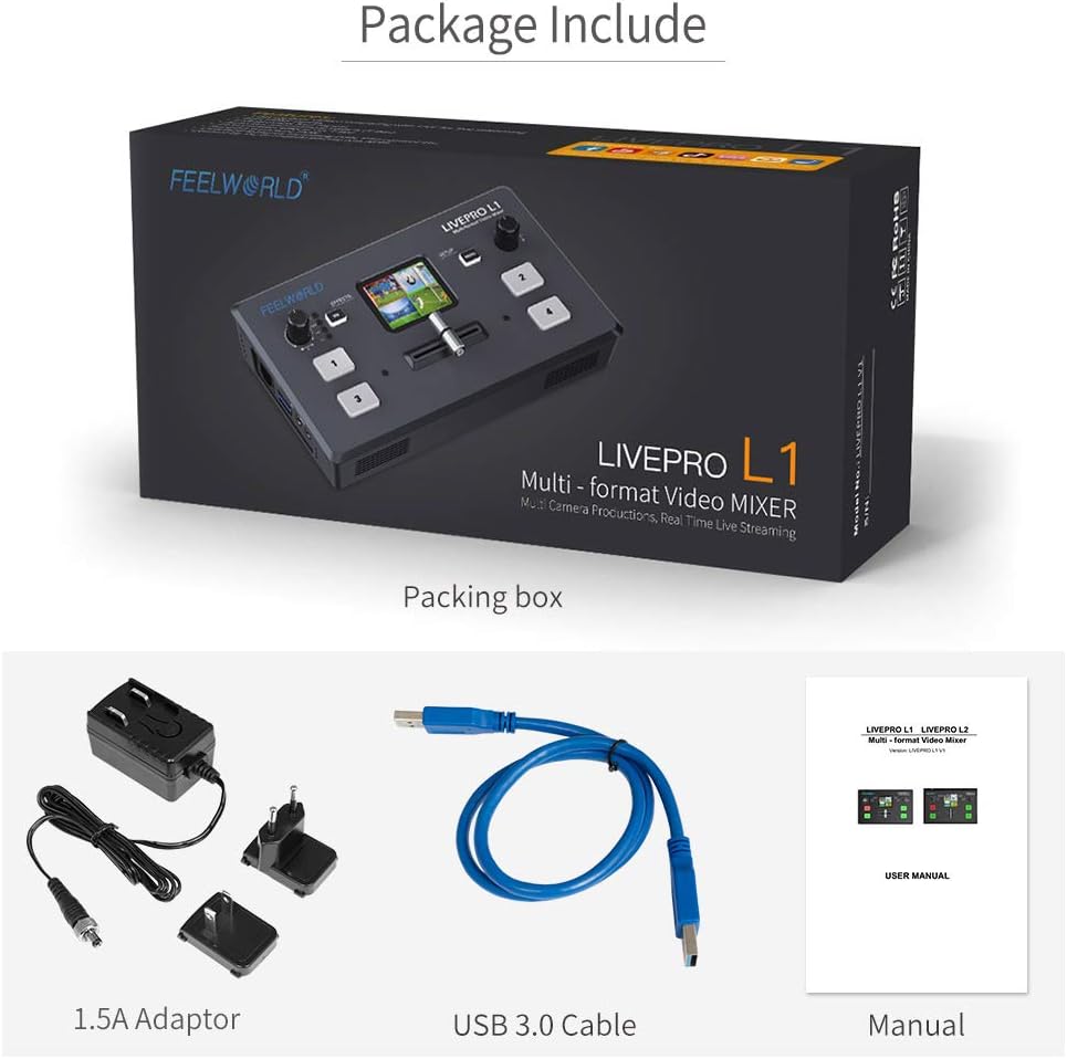 Multi Camera Video Mixer Switcher with 2 Inch LCD and 4 HDMI Inputs G989