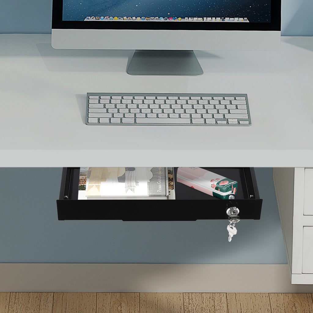 Under Desk Drawer Storage Sliding Tray Black N98670